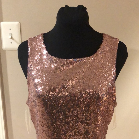 Rose gold sparkly sequined dress junior size 9 made by speechless - Picture 6 of 8